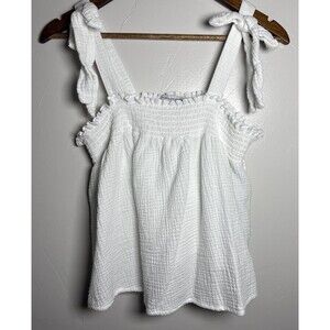 Cupcakes and Cashmere Cotton Gauze White Top Tie Sleeves Women's Size Medium